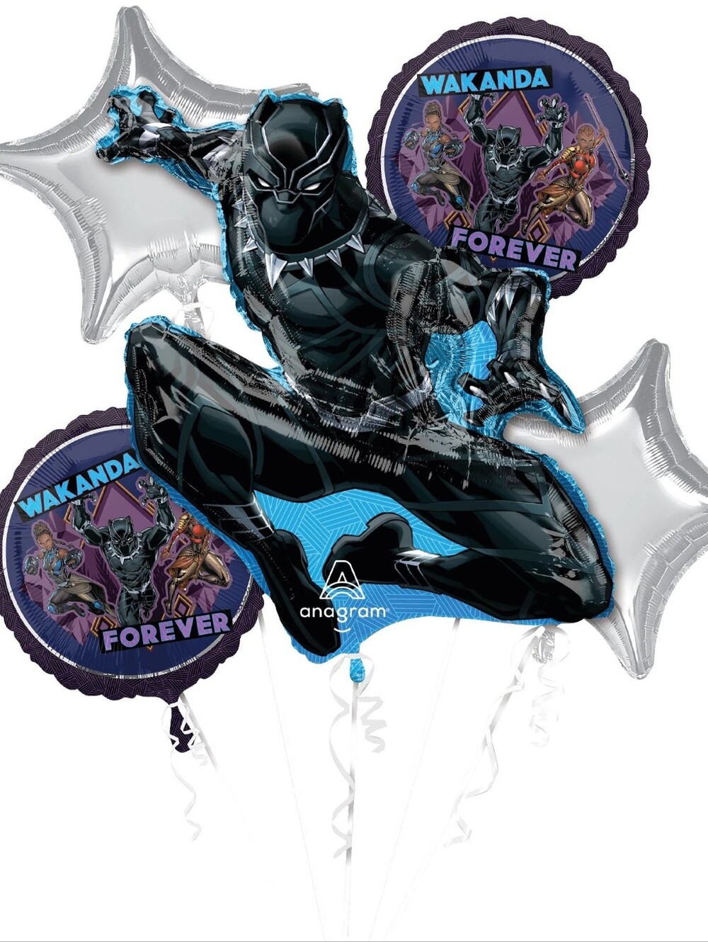 Marvel Black Panther Foil Balloon Bouquet - Black, Silver, Blue